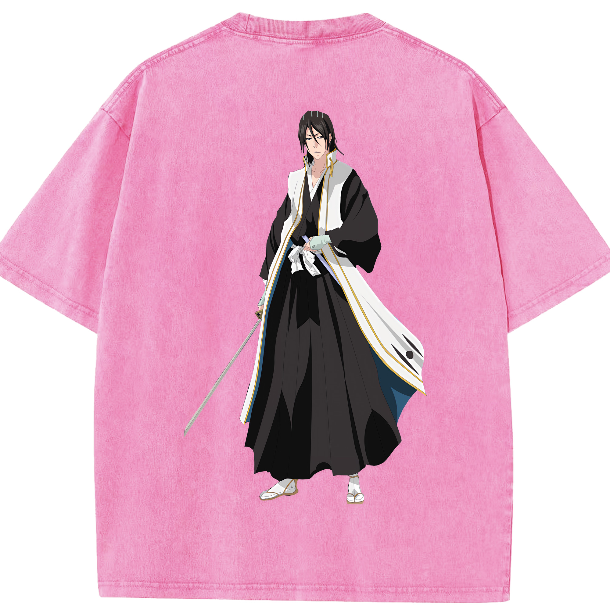 （画像用） ブリーチ くちき びゃくや BLEACH Kuchiki Byakuya 綿100% ヴィンテージ風 半袖Tシャツ（背面プリント）